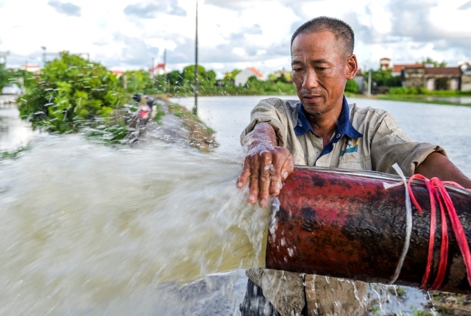 Khơi thông, vét mương máng và tạo rãnh thoát nước kết hợp rãnh tưới quanh ruộng và bề mặt ruộng đề phòng mưa lớn gây úng cục bộ. Ảnh: NNVN.